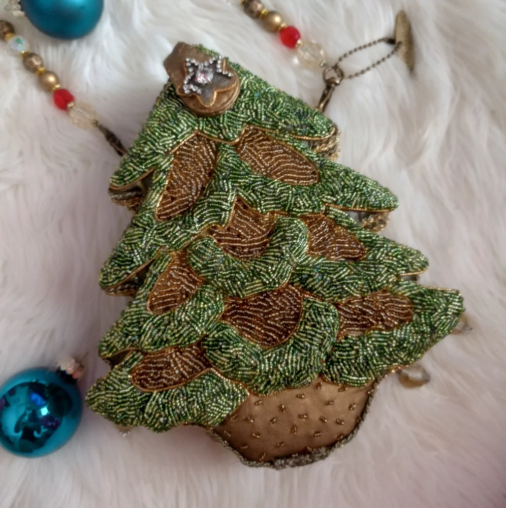 Mary Frances Will All the Trimmings Beaded Christmas Tree Holiday Vintage Bag - Picture 8 of 16